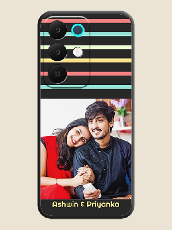 Custom Color Stripes with Photo and Text on Photo On Space Black Custom Soft Matte Mobile Back Cover - Realme Narzo 90 5G