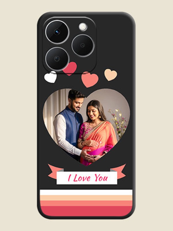 Custom Love Shaped Photo with Colorful Stripes On Space Black Custom Soft Matte Mobile Back Cover - Realme Narzo 90x 5G