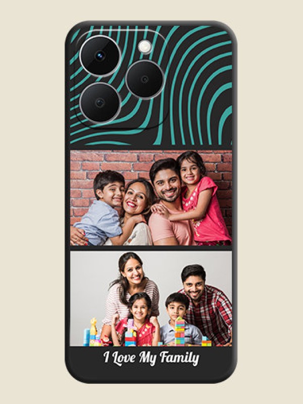 Custom Wave Pattern with 2 Image Holder On Space Black Custom Soft Matte Mobile Back Cover - Realme Narzo 90x 5G