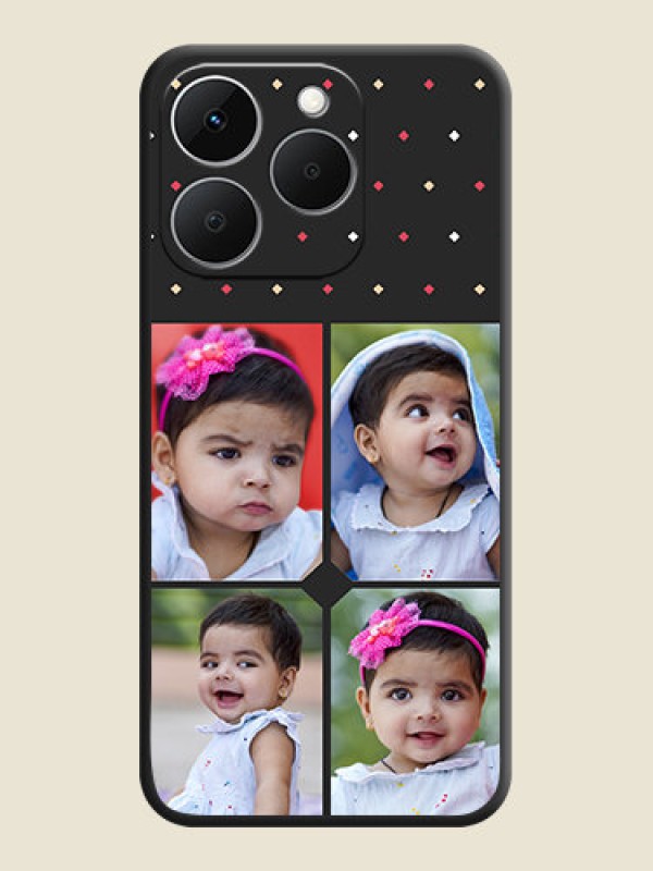 Custom Multicolor Dotted Pattern with 4 Image Holder On Space Black Custom Soft Matte Mobile Back Cover - Realme Narzo 90x 5G