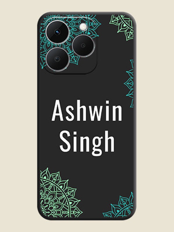 Custom Your Name with Floral Design On Space Black Custom Soft Matte Mobile Back Cover - Realme Narzo 90x 5G