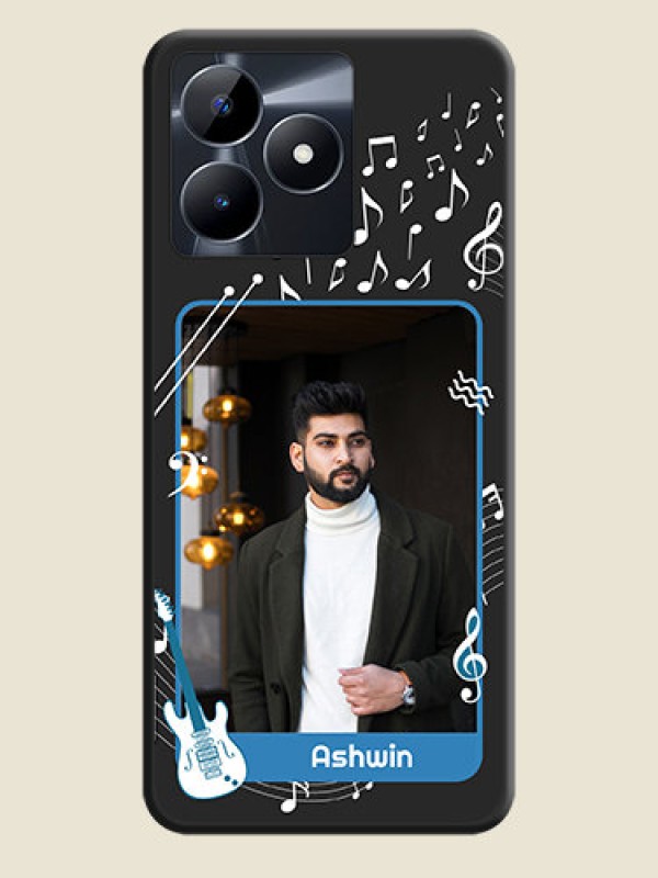 Custom Musical Theme Design with Text - Photo on Space Black Soft Matte Mobile Case - Realme Narzo N53