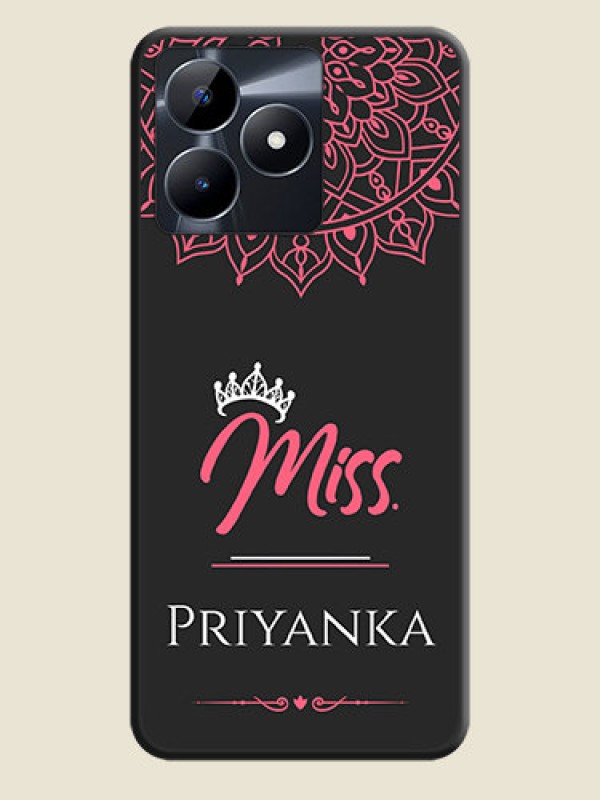 Custom Mrs Name with Floral Design on Space Black Personalized Soft Matte Phone Covers - Realme Narzo N53