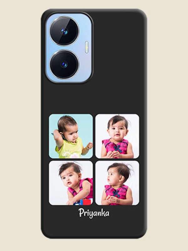 Custom Floral Art with 6 Image Holder on Photo on Space Black Soft Matte Mobile Case - Realme Narzo N55