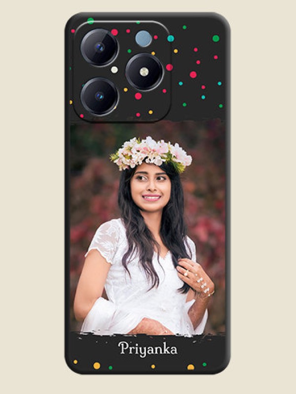 Custom Multicolor Dotted Pattern with Text On Space Black Custom Soft Matte Mobile Back Cover - Realme Narzo N63