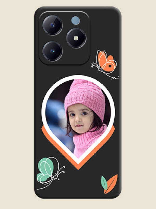 Custom Upload Pic With Simple Butterly Design On Space Black Custom Soft Matte Mobile Back Cover - Realme Narzo N63