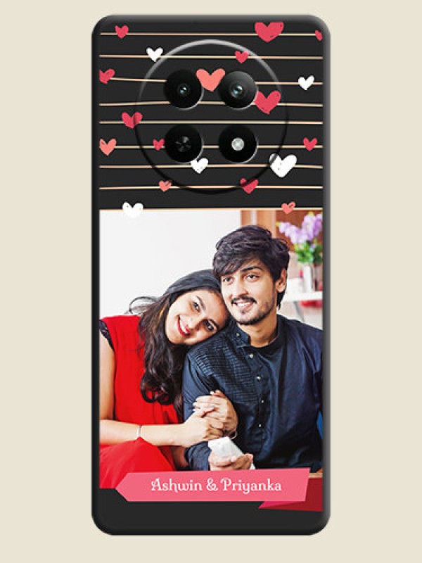 Custom Love Pattern with Name on Pink Ribbon - Photo on Space Black Soft Matte Back Cover - Realme Narzo N65 5G