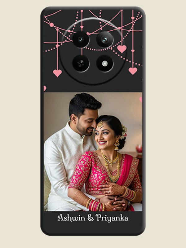 Custom Pink Love Hangings with Text on Space Black Custom Soft Matte Back Cover - Realme Narzo N65 5G