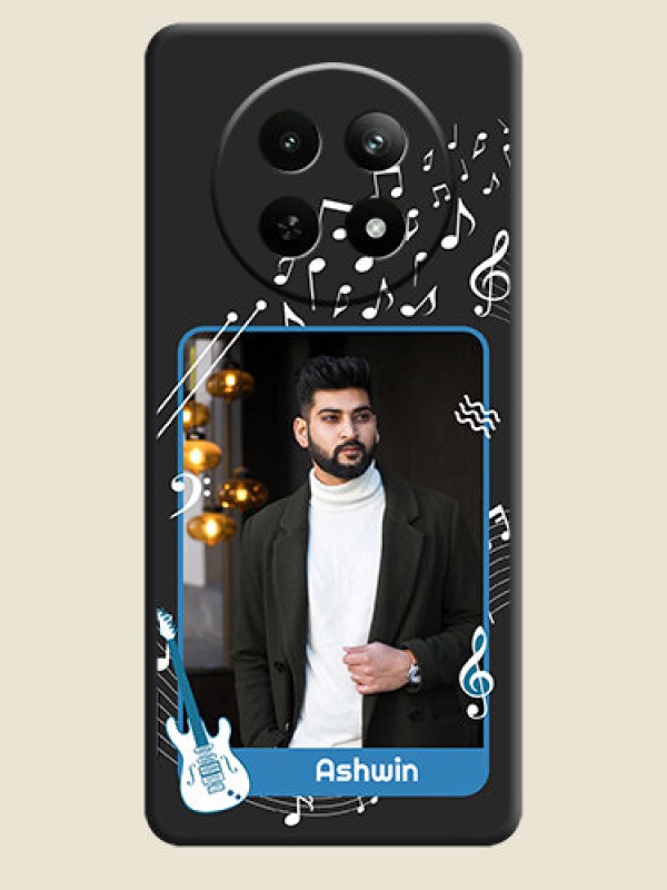 Custom Musical Theme Design with Text - Photo on Space Black Soft Matte Mobile Case - Realme Narzo N65 5G