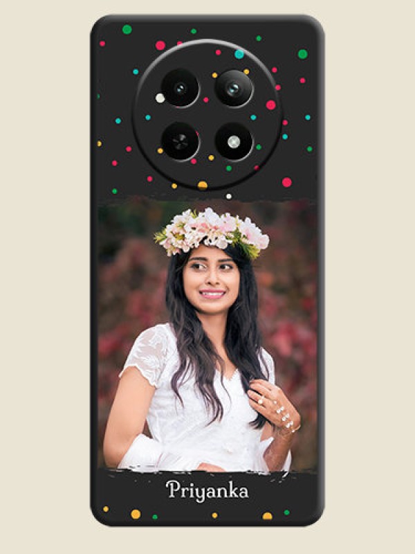 Custom Multicolor Dotted Pattern with Text on Space Black Custom Soft Matte Phone Back Cover - Realme Narzo N65 5G