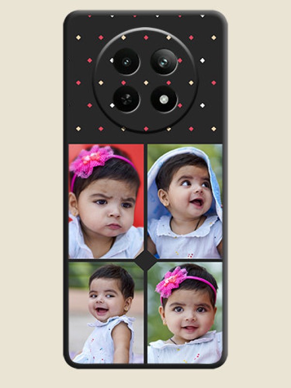 Custom Multicolor Dotted Pattern with 4 Image Holder on Space Black Custom Soft Matte Phone Cases - Realme Narzo N65 5G