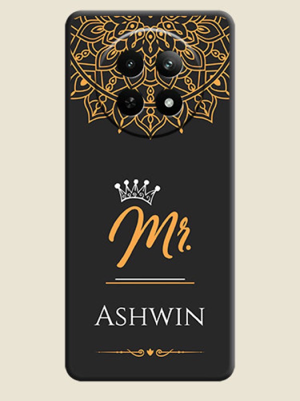 Custom Mr Name with Floral Design on Personalised Space Black Soft Matte Cases - Realme Narzo N65 5G
