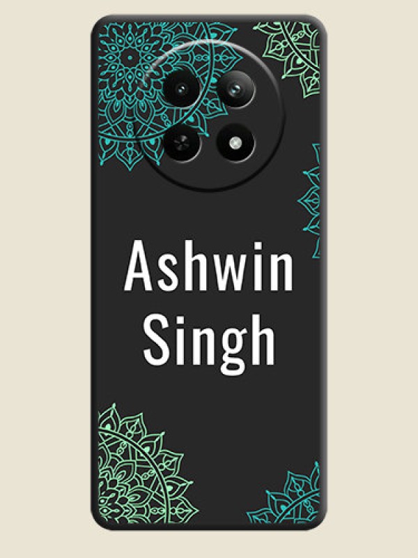 Custom Your Name with Floral Design on Space Black Custom Soft Matte Back Cover - Realme Narzo N65 5G