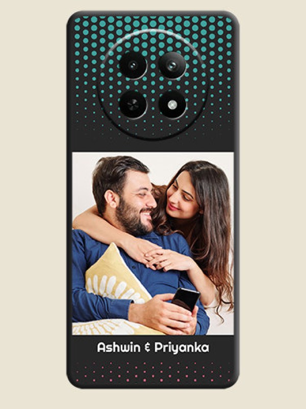 Custom Faded Dots with Grunge Photo Frame and Text on Space Black Custom Soft Matte Phone Cases - Realme Narzo N65 5G