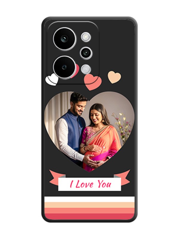 Custom Love Shaped Photo with Colorful Stripes On Space Black Custom Soft Matte Mobile Back Cover - Realme Narzo Power 5G