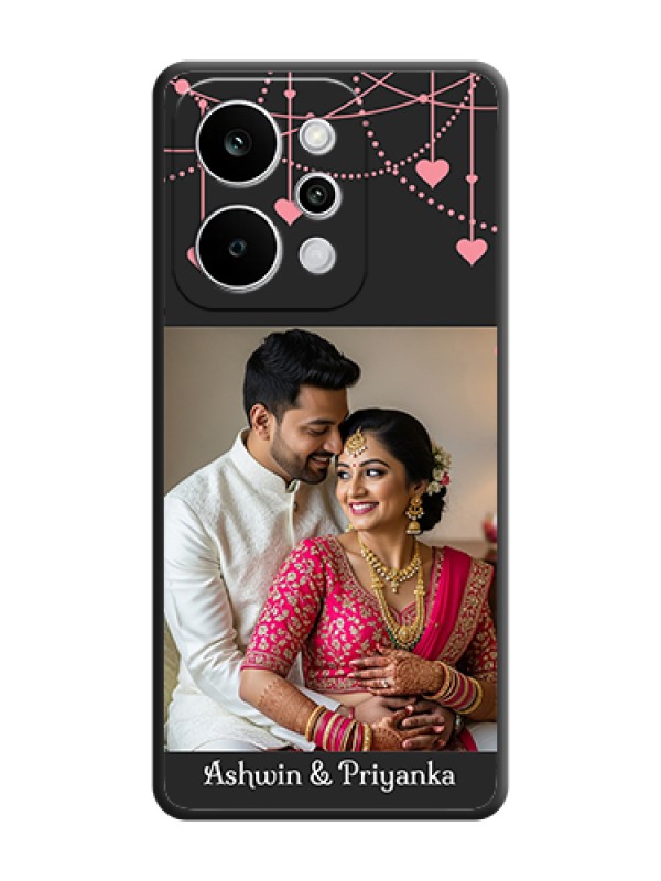 Custom Pink Love Hangings with Text On Space Black Custom Soft Matte Mobile Back Cover - Realme Narzo Power 5G