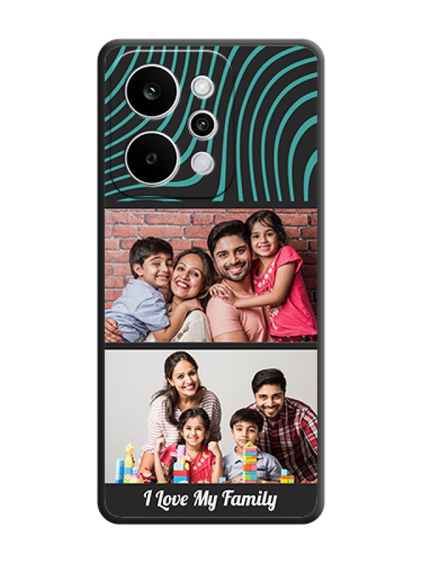 Custom Wave Pattern with 2 Image Holder On Space Black Custom Soft Matte Mobile Back Cover - Realme Narzo Power 5G