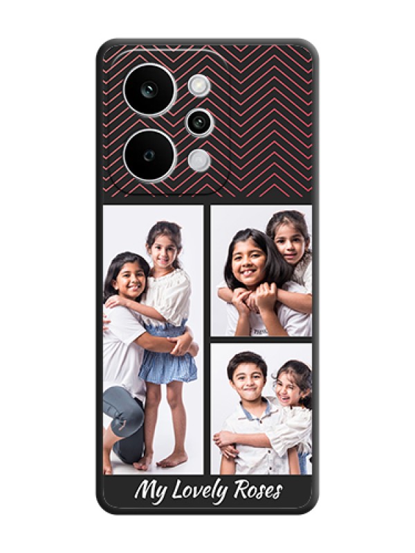 Custom Wave Pattern with 3 Image Holder On Space Black Custom Soft Matte Mobile Back Cover - Realme Narzo Power 5G