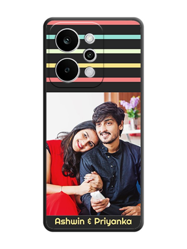 Custom Color Stripes with Photo and Text on Photo On Space Black Custom Soft Matte Mobile Back Cover - Realme Narzo Power 5G