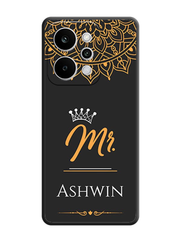 Custom Mr Name with Floral Design On Space Black Custom Soft Matte Mobile Back Cover - Realme Narzo Power 5G
