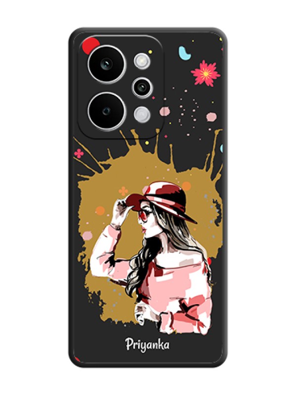 Custom Mordern Lady With Color Splash Background With Custom Text On Space Black Custom Soft Matte Mobile Back Cover - Realme Narzo Power 5G