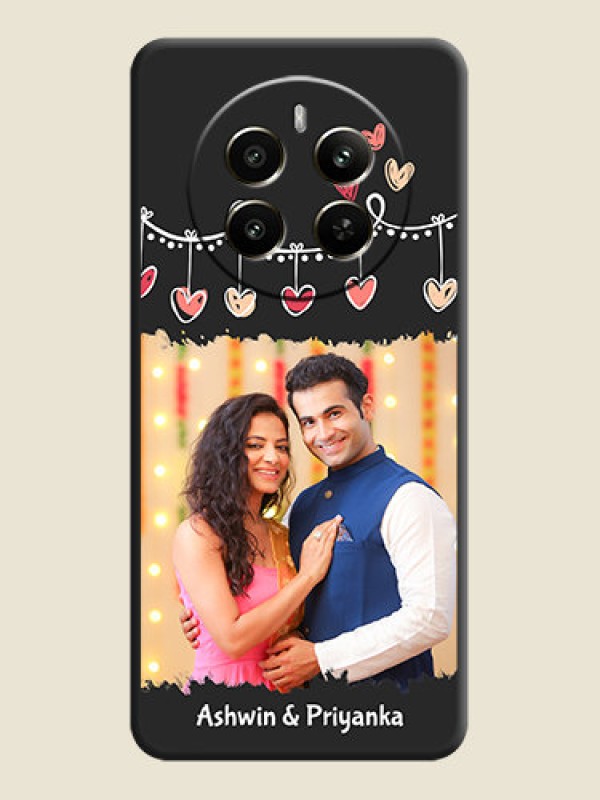 Custom Pink Love Hangings with Name on Space Black Custom Soft Matte Phone Cases - Realme P1 5G