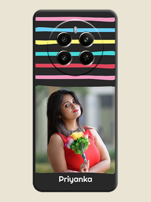 Custom Multicolor Lines with Image on Space Black Personalized Soft Matte Phone Covers - Realme P1 5G