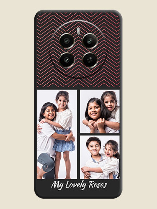 Custom Wave Pattern with 3 Image Holder on Space Black Custom Soft Matte Back Cover - Realme P1 5G