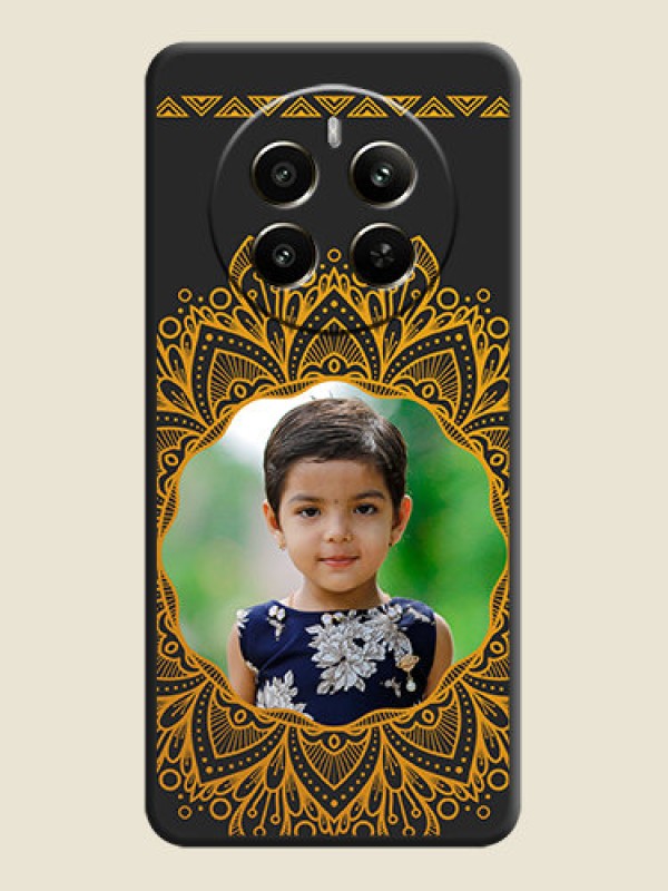 Custom Round Image with Floral Design - Photo on Space Black Soft Matte Mobile Cover - Realme P1 5G