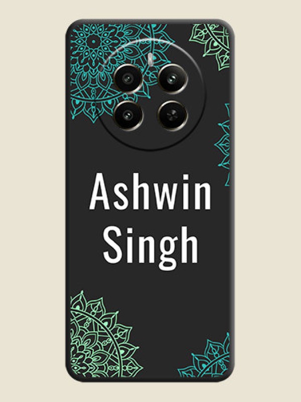 Custom Your Name with Floral Design on Space Black Custom Soft Matte Back Cover - Realme P1 5G