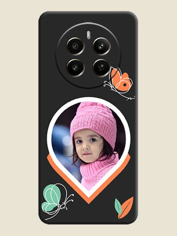Custom Upload Pic With Simple Butterly Design On Space Black Personalized Soft Matte Phone Covers - Realme P1 5G