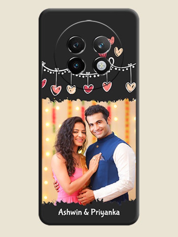 Custom Pink Love Hangings with Name On Space Black Custom Soft Matte Mobile Back Cover - Realme P1 Speed 5G