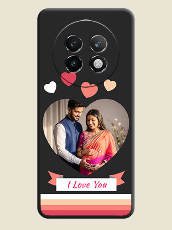 Custom Love Shaped Photo with Colorful Stripes On Space Black Custom Soft Matte Mobile Back Cover - Realme P1 Speed 5G