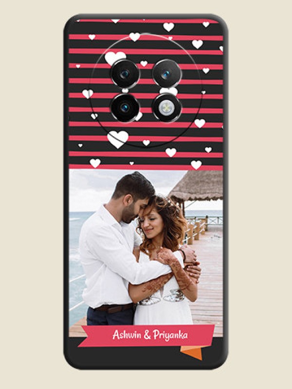 Custom White Color Love Symbols with Pink Lines Pattern On Space Black Custom Soft Matte Mobile Back Cover - Realme P1 Speed 5G