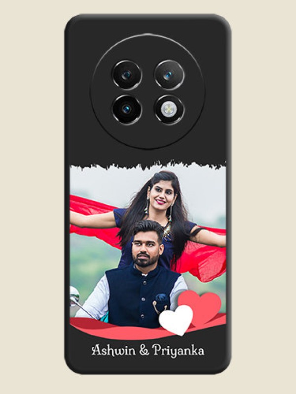 Custom Pin Color Love Shaped Ribbon Design with Text On Space Black Custom Soft Matte Mobile Back Cover - Realme P1 Speed 5G