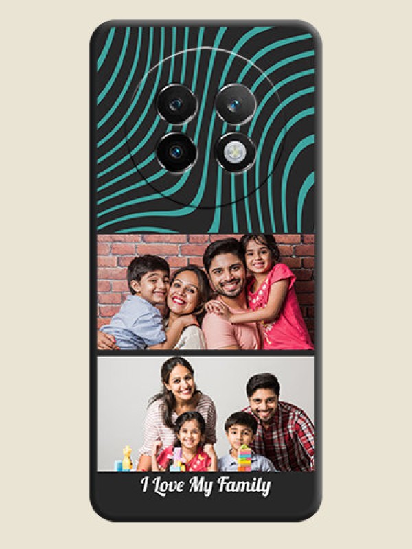 Custom Wave Pattern with 2 Image Holder On Space Black Custom Soft Matte Mobile Back Cover - Realme P1 Speed 5G