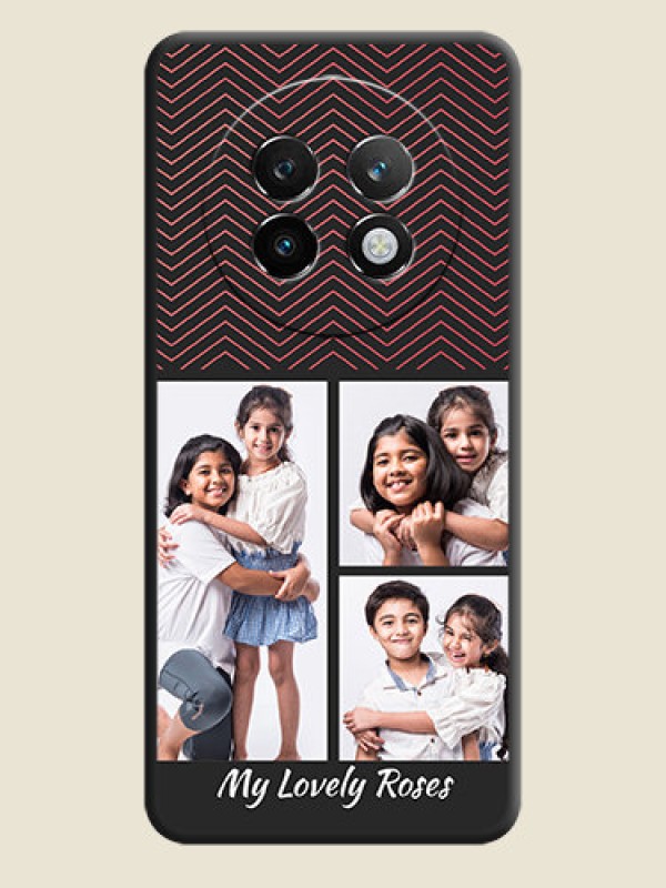 Custom Wave Pattern with 3 Image Holder On Space Black Custom Soft Matte Mobile Back Cover - Realme P1 Speed 5G