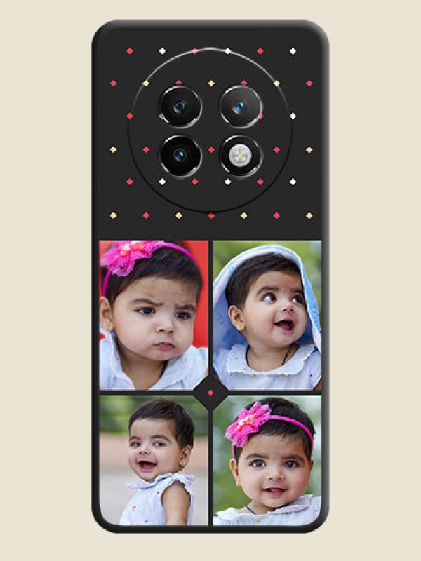 Custom Multicolor Dotted Pattern with 4 Image Holder On Space Black Custom Soft Matte Mobile Back Cover - Realme P1 Speed 5G