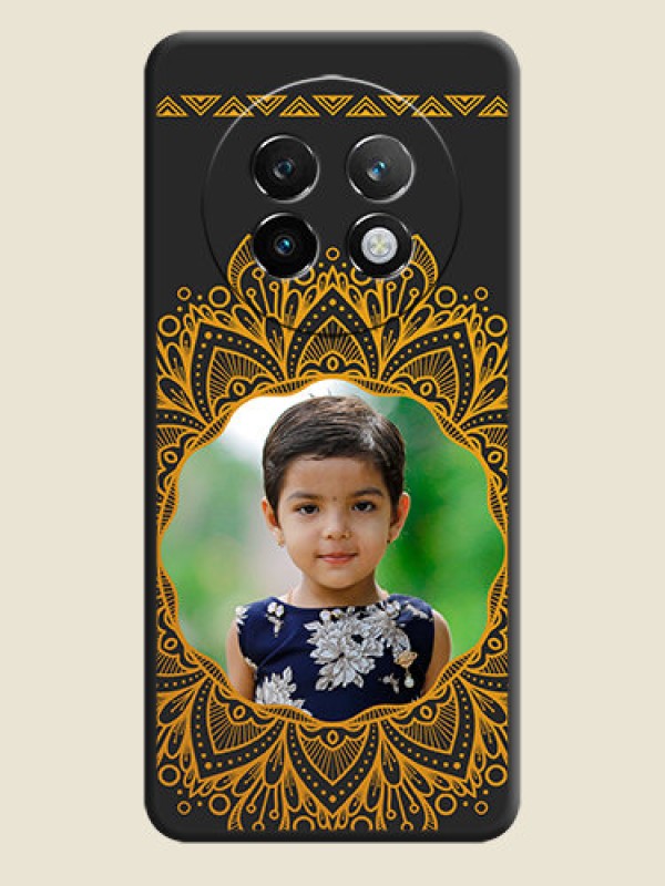 Custom Round Image with Floral Design On Space Black Custom Soft Matte Mobile Back Cover - Realme P1 Speed 5G