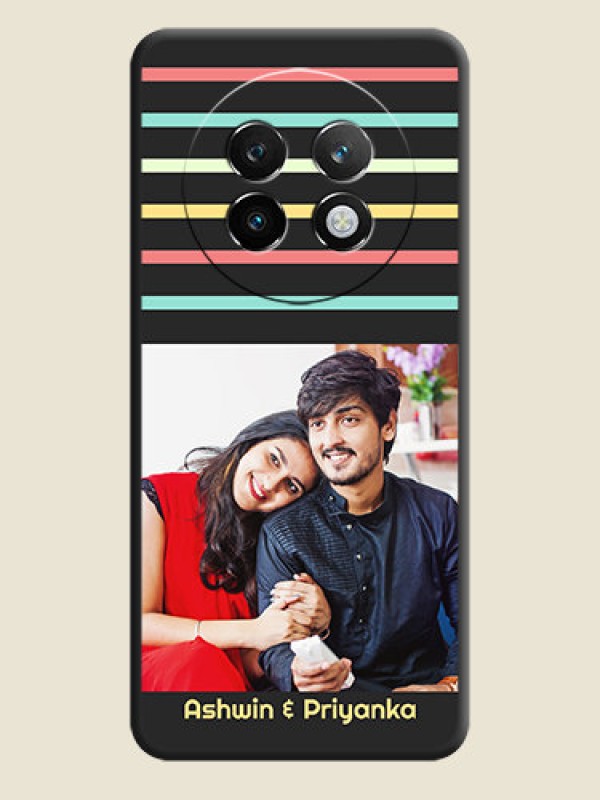 Custom Color Stripes with Photo and Text on Photo On Space Black Custom Soft Matte Mobile Back Cover - Realme P1 Speed 5G