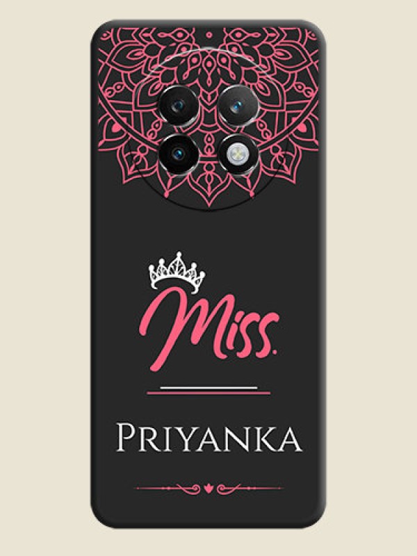 Custom Mrs Name with Floral Design On Space Black Custom Soft Matte Mobile Back Cover - Realme P1 Speed 5G