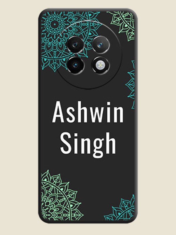 Custom Your Name with Floral Design On Space Black Custom Soft Matte Mobile Back Cover - Realme P1 Speed 5G