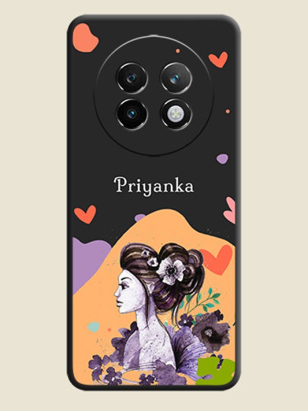 Custom Namecase For Her With Fancy Lady Image On Space Black Custom Soft Matte Mobile Back Cover - Realme P1 Speed 5G