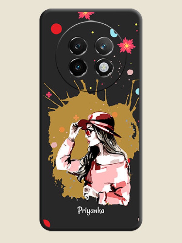 Custom Mordern Lady With Color Splash Background With Custom Text On Space Black Custom Soft Matte Mobile Back Cover - Realme P1 Speed 5G