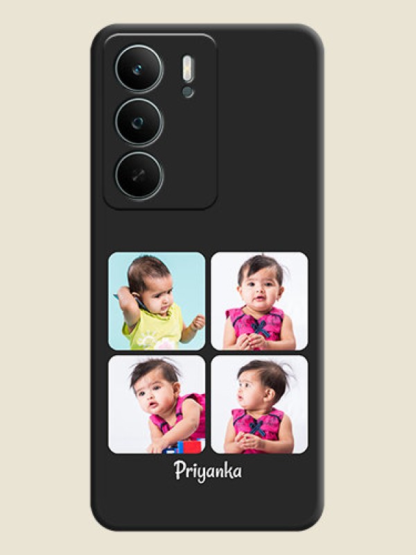 Custom Floral Art with 6 Image Holder on Photo On Space Black Custom Soft Matte Mobile Back Cover - Realme P3 Lite 5G