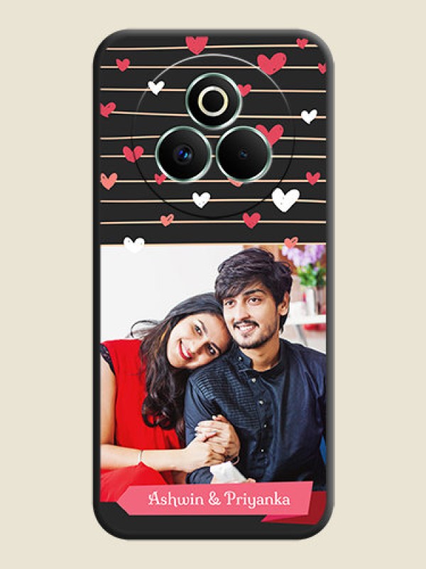 Custom Love Pattern with Name on Pink Ribbon on Photo On Space Black Custom Soft Matte Mobile Back Cover - Realme P3 Pro 5G