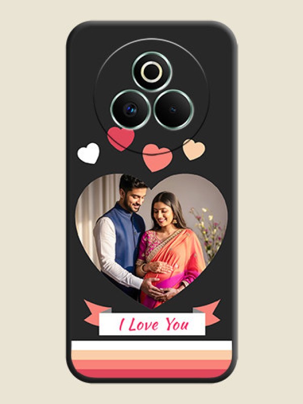 Custom Love Shaped Photo with Colorful Stripes On Space Black Custom Soft Matte Mobile Back Cover - Realme P3 Pro 5G