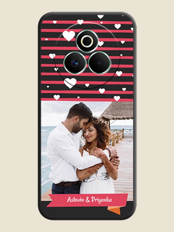 Custom White Color Love Symbols with Pink Lines Pattern On Space Black Custom Soft Matte Mobile Back Cover - Realme P3 Pro 5G