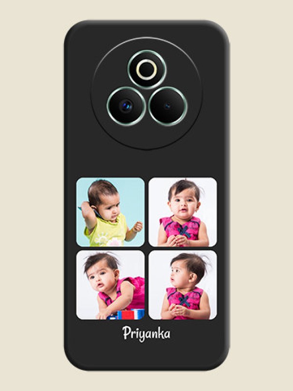 Custom Floral Art with 6 Image Holder on Photo On Space Black Custom Soft Matte Mobile Back Cover - Realme P3 Pro 5G