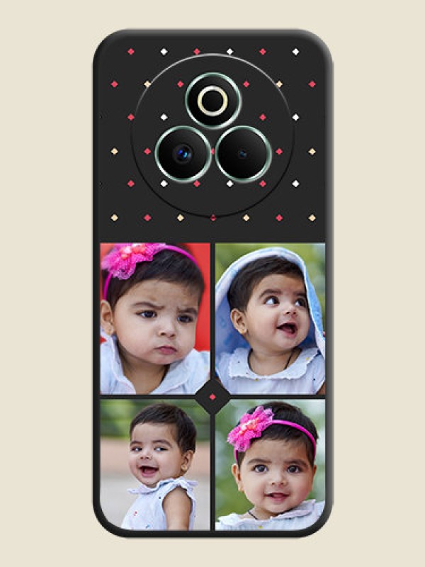 Custom Multicolor Dotted Pattern with 4 Image Holder On Space Black Custom Soft Matte Mobile Back Cover - Realme P3 Pro 5G